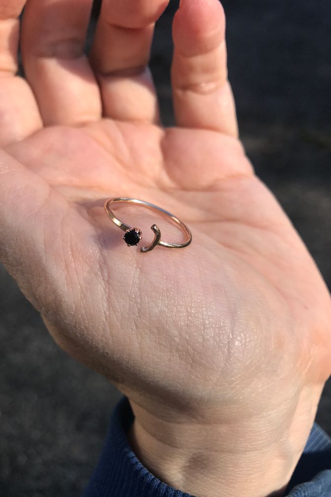 Black Spinel Adjustable Ring