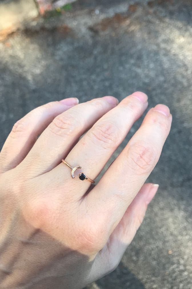 Black Spinel Adjustable Ring