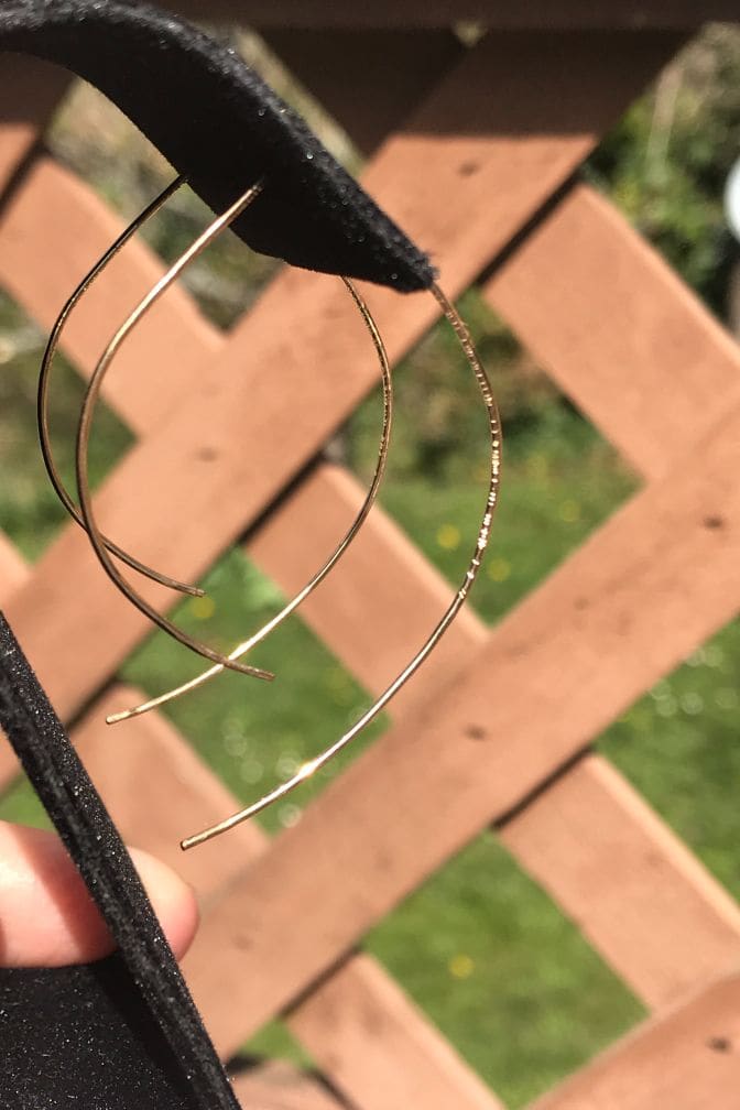 Ear Threader Earrings gold filled large Amelia