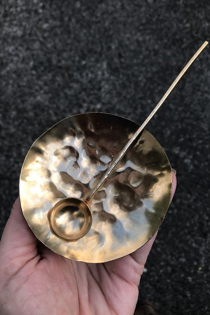 Brass Copper Bowl & Spoon Set