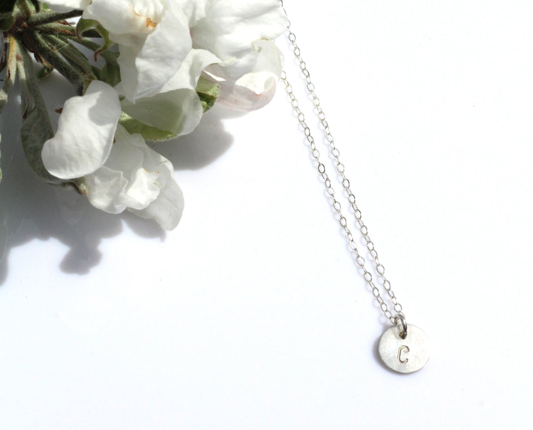 sterling silver c initital necklace