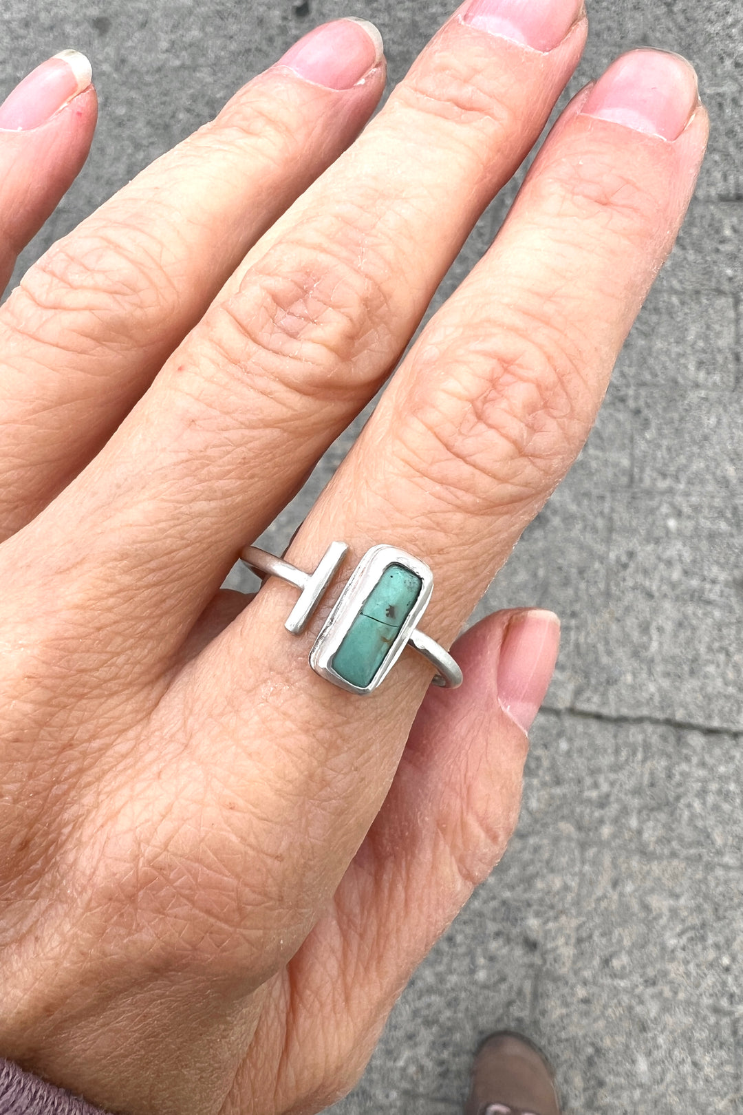 Turquoise sterling silver ring adjustable size 9/10