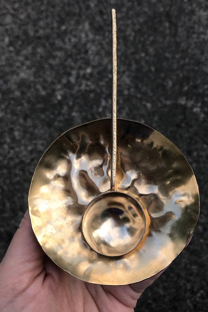 Brass Copper Bowl & Spoon Set
